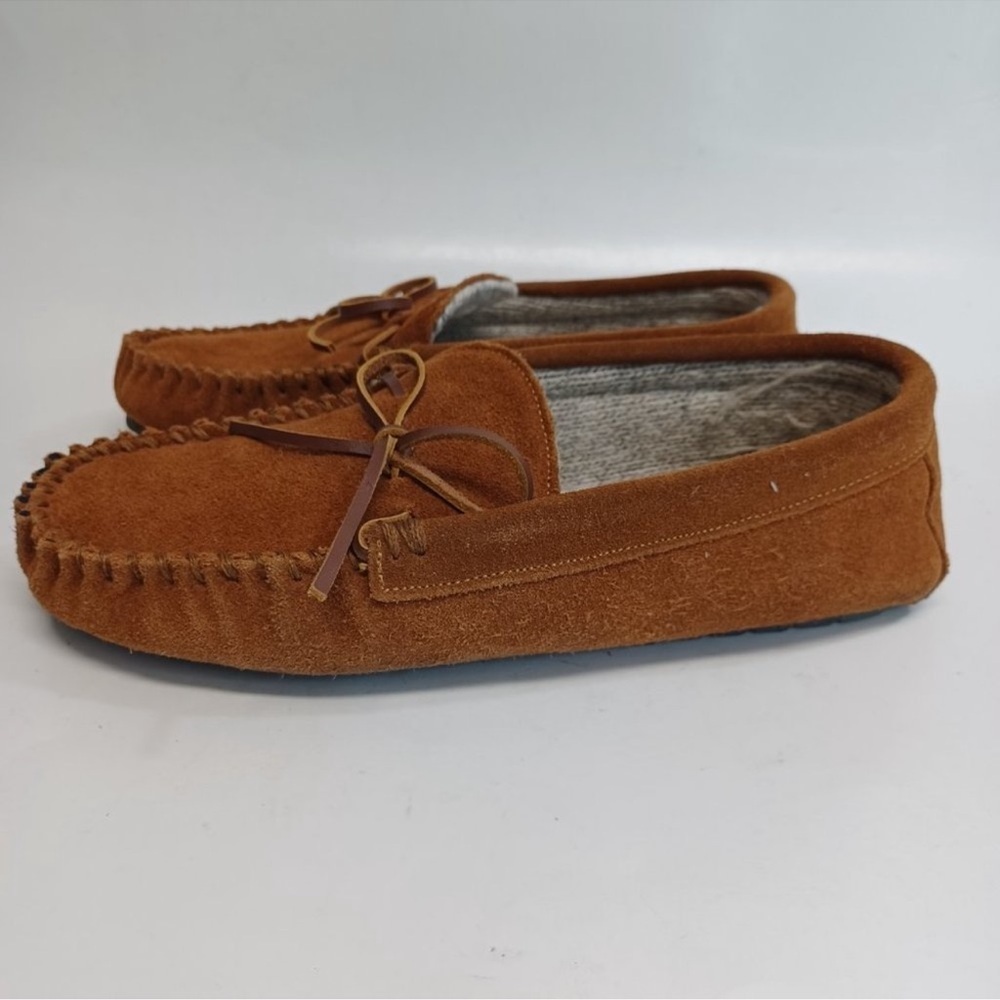 Minnetonka Mens Brown Suede Wool Lined Slipper Moccasins Size 9 - Picture 9 of 11